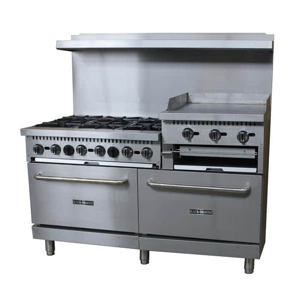 Admiral Craft Equipment Corp Admiral Craft BDGR-6024GB/NG, 60-inch 6 Burners Black Diamond Natural Gas Range with 24-inch Griddle/Broiler, 276,000 BTU