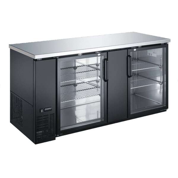 Admiral Craft Equipment Corp Admiral Craft USBB-6928G, 69-inch 2 Glass Doors Black Back Bar Cooler