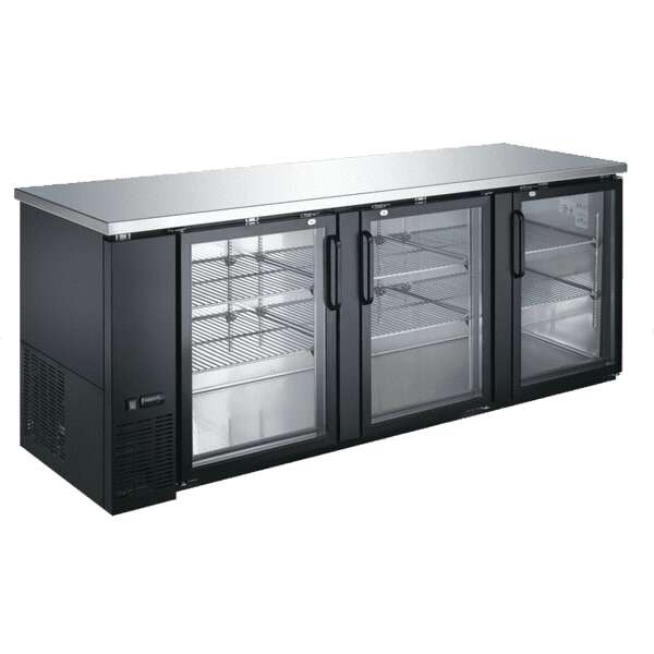 Admiral Craft Equipment Corp Admiral Craft USBB-9028G, 90-inch 3 Glass Doors Black Back Bar Cooler