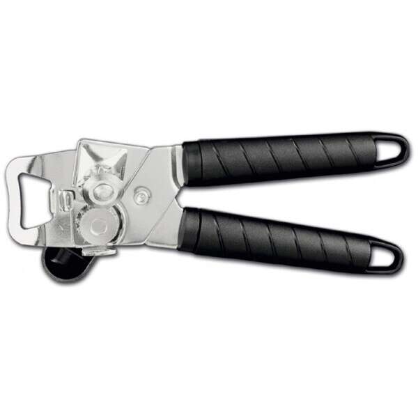 Ambrogio Sanelli A1480000, Stainless Steel Can Opener with Black Plastic Grip Handles (Discontinued)