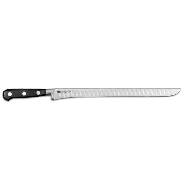 Ambrogio Sanelli C356030, 12-Inch Stainless Steel Granton Blade Salmon Slicer with Black Handle