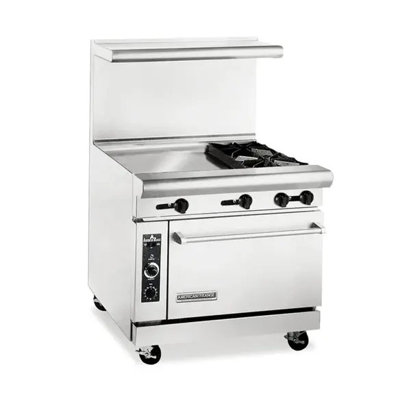 American Range AR24G-2B, Heavy Duty Gas 36 inch, 2 burners Restaurant Range with 24 inch Griddle