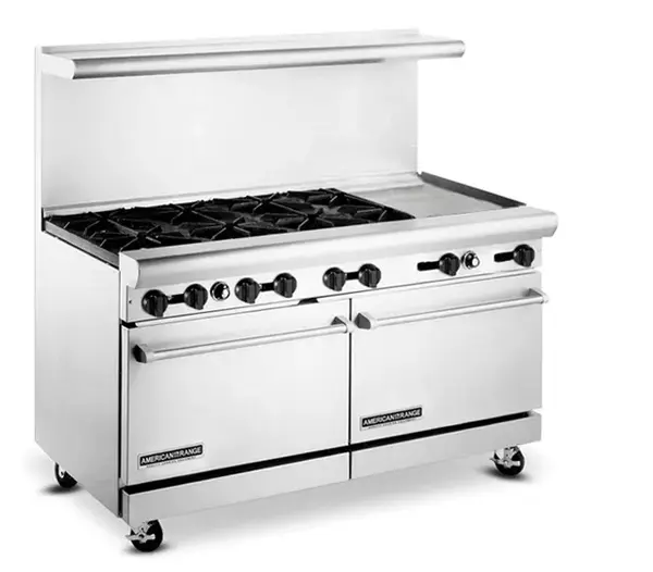 American Range AR6B-24RG, 60 inch Heavy Duty 6 Burner & 24 inch Griddle/Broiler Gas Range, NSF