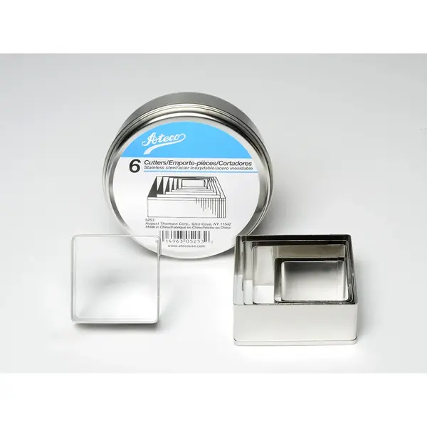 Ateco 5253, Plain Square Cutters, Set of 6