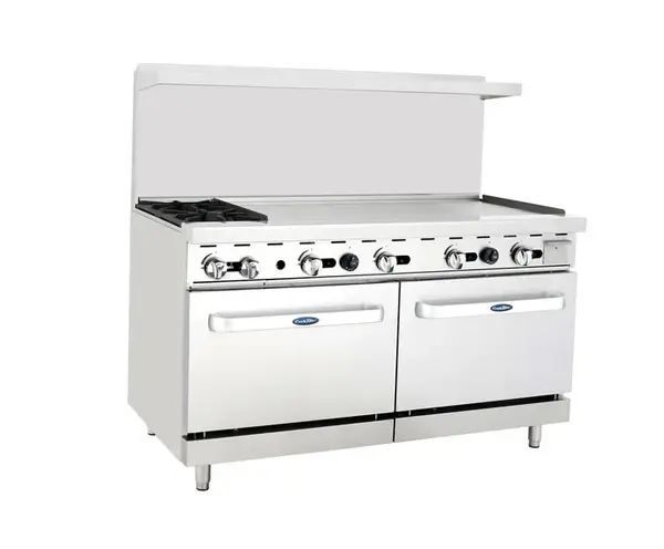 Atosa CookRite ATO-2B48G, 60-Inch 2 Burners Heavy Duty Gas Range with 48-Inch Right-Handed Griddle and 2 26.5-Inch Ovens (Discontinued)