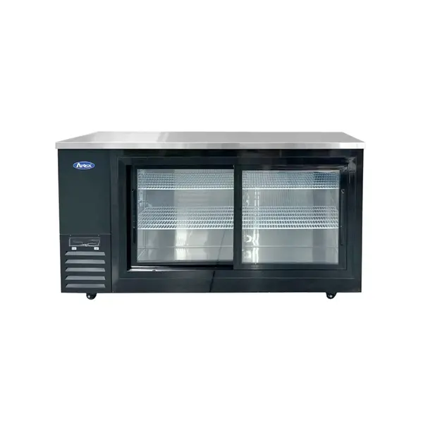 Atosa SBB69SGGRAUS2, 69-Inch Back Bar Cooler w/ Sliding Glass Door Shallow Depth (Black Exterior)