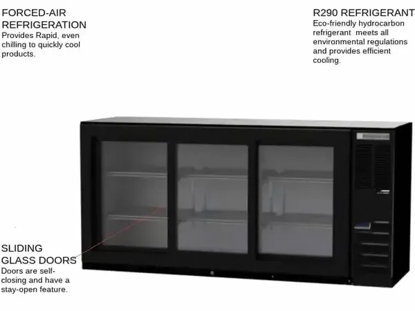 Beverage Air BB72HC-1-GS-B, Black 3 Glass Door Refrigerated Back Bar Storage Cabinet, 115 Volts