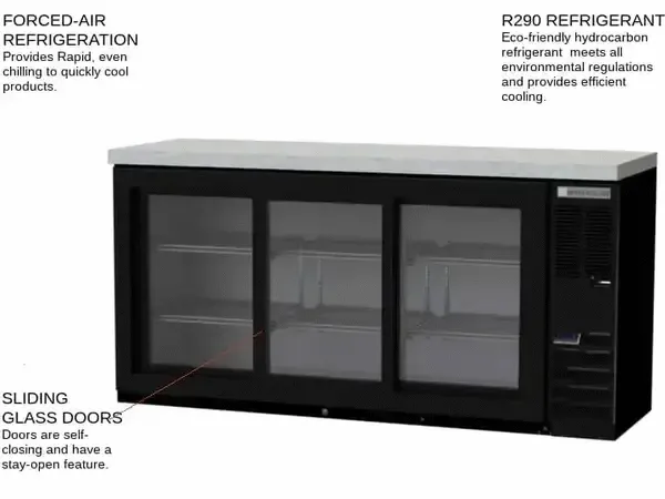 Beverage Air BB72HC-1-GS-B-27, Black 3 Glass Door Refrigerated Back Bar Storage Cabinet, 115 Volts