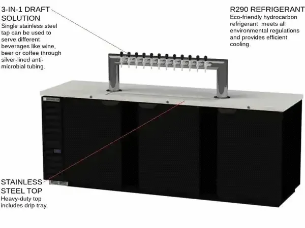 Beverage Air DD94HC-1-B-12T, 94-Inch Twelve Tap Direct Draw Dispenser in Black