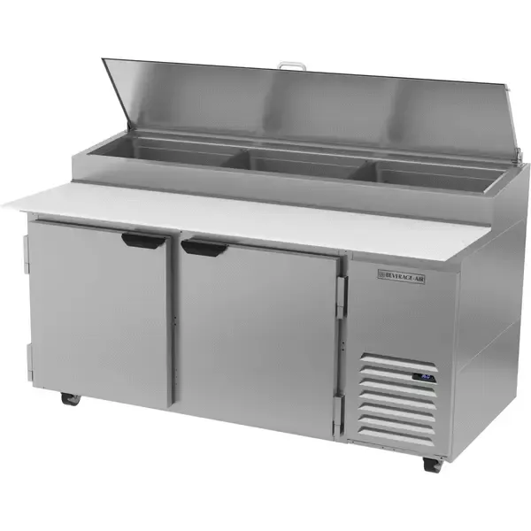 Beverage Air DP67HC, 67-Inch 2 Door Counter Height Refrigerated Pizza Prep Table