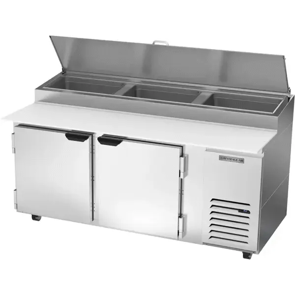 Beverage Air DP72HC, 72-Inch 2 Door Counter Height Refrigerated Pizza Prep Table