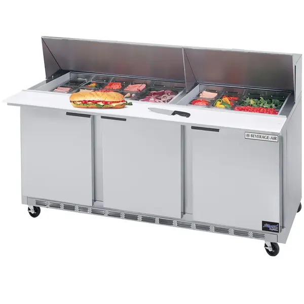 Beverage Air SPE72-18, 72-Inch Refrigerated Sandwich and Salad Prep Table, UL, cUL, UL-EPH, NSF