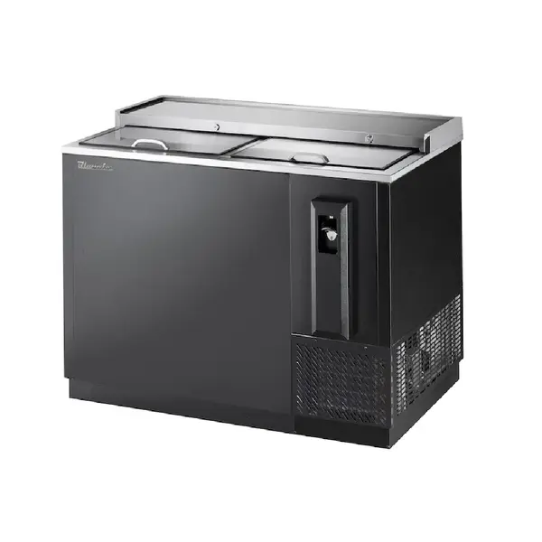 Blue Air BBC-50B-HC, 50-inch Black Horizontal Bottle Cooler with Sliding Top Lid, 14.8 Cu. Ft.
