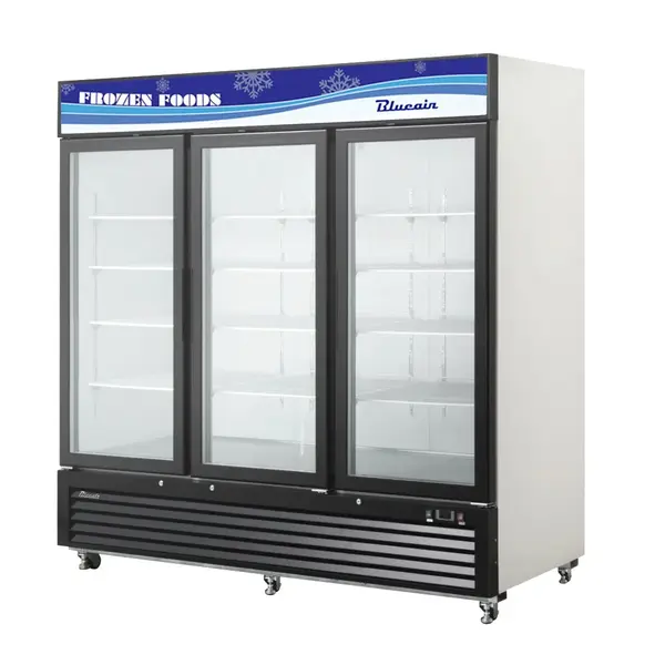 Blue Air BKGF72-HC, 82-inch 2 Swing Glass Doors White Merchandising Freezer, 72 Cu. Ft.