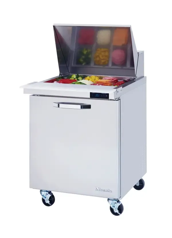 Blue Air BLMT28-HC, 28-inch 1 Swing Door Refrigerated Mega Top Sandwich Prep Table, 7 Cu. Ft.
