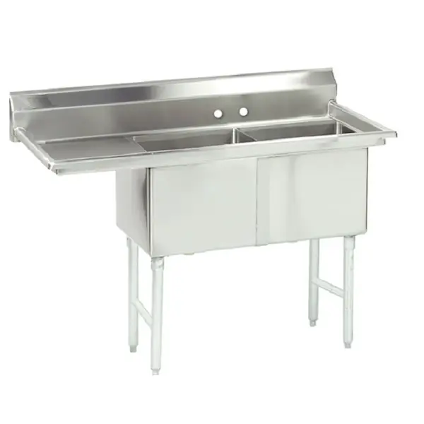 Blue Air ВЅ2-18-12-L, 18x18-inch 2-Compartment Stainless Steel Sink with Left Drainboard