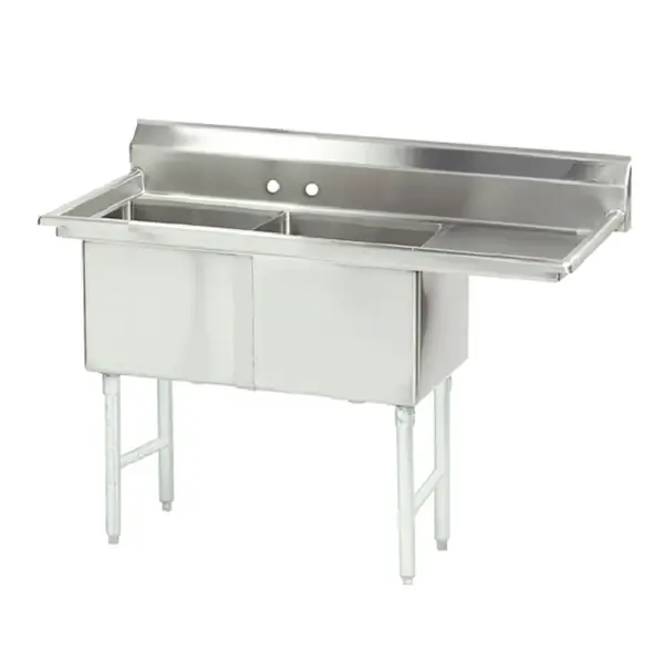 Blue Air BS2-18-12-R, 18x18-inch 2-Compartment Stainless Steel Sink with Right Drainboard