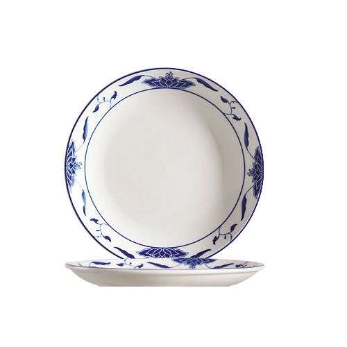 C.A.C. 103-16C,10-Inch Blue Lotus Porcelain Coupe Plate, DZ