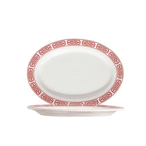 C.A.C. 105-34, 9.25-Inch Red Gate Porcelain Oval Platter, 2 DZ/CS