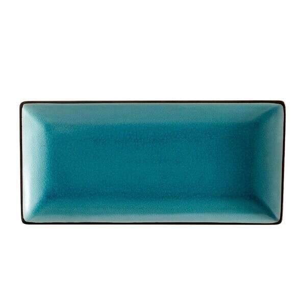 C.A.C. 666-13-BLU, 11.5x6.5-Inch Blue Non-Glare Glaze Japanese Style Rectangular Stoneware Platter, DZ