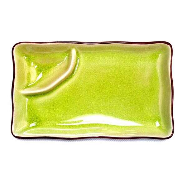 C.A.C. 666-77-G, 8x4-Inch Green Platter with Triangular Compartment, 2 DZ/CS