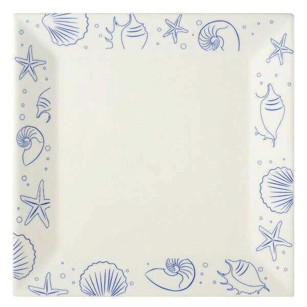 C.A.C. ATC-SQ21-AW, 12x12-Inch Atlantic Seashell Porcelain Plate, DZ