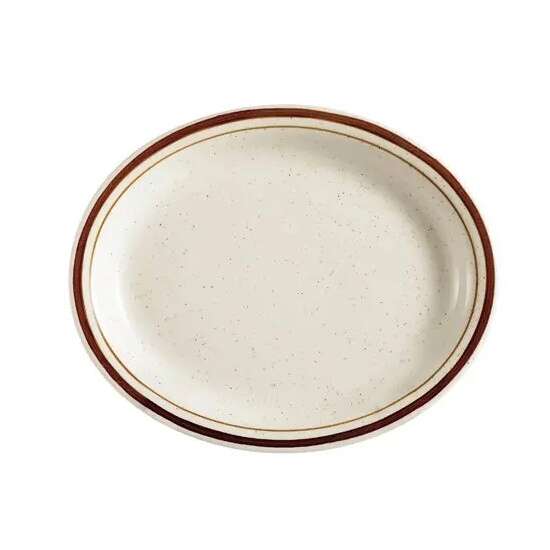C.A.C. AZ-12, 9.5x7.25x0.75-Inch Arizona Brown Rim Oval Platter, 2 DZ/CS