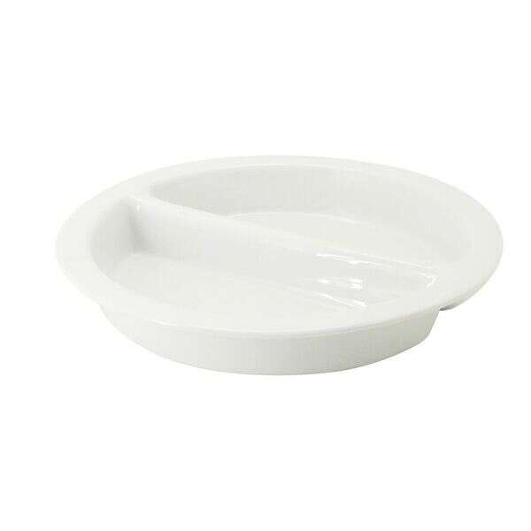 C.A.C. BF-R17, 15.38-Inch White Divided Round Porcelain Pan, 4 PC/CS