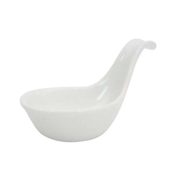 C.A.C. BH-105, 5x3.25x2.5-Inch 3 Oz Bone White Porcelain Mini Oval Dish with Handle, 3 DZ/CS