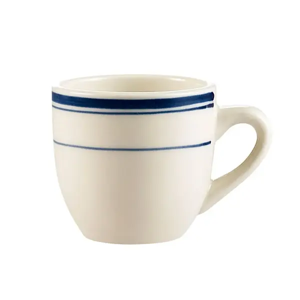 C.A.C. BLU-35, 3.5 Oz 2.5-Inch Stoneware Cup with Blue Rim, 3 DZ/CS