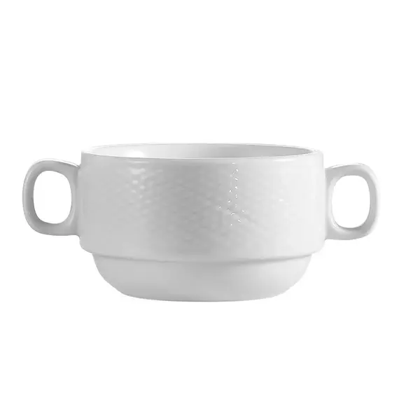 C.A.C. ВЅT-46, 8 Oz 5.75-Inch Boston White Porcelain Stacking Bouillon Cup, 3 DZ/CS