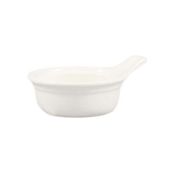 C.A.C. CAS-7, 7.5 Oz 6-Inch Bone White Stoneware Casserole with Handle, 3 DZ/CS