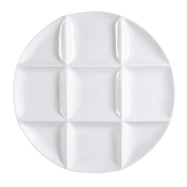 C.A.C. CMP-R12, 12-Inch White Porcelain 9 Compartment Round Tray, DZ