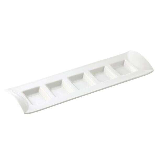C.A.C. CN-5T13, 0.5 Oz 13-Inch White Porcelain 5 Compartment Tasting Tray, 2 DZ/CS