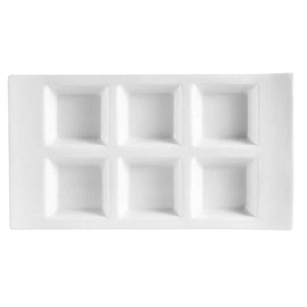 C.A.C. CN-6T10, 1 Oz 10.75-Inch White Porcelain 6 Compartment Tasting Tray, DZ