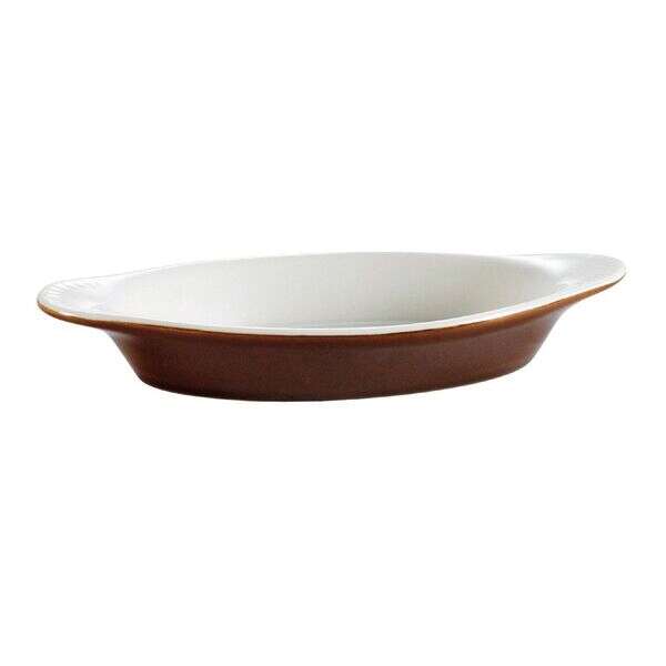 C.A.C. COA-12-BWN, 12 Oz 10-Inch Brown Porcelain Oval Welsh Dish, 3 DZ/CS