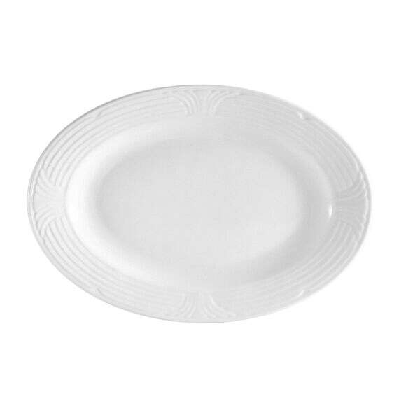 C.A.C. CRO-51, 15-Inch Porcelain Embossed Corona Oval Platte, DZ