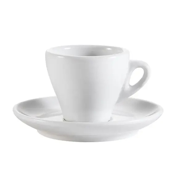 C.A.C. E-3, 3.5 Oz White Porcelain Espresso Cup with 4.87-Inch Saucer, 48Set/Cs