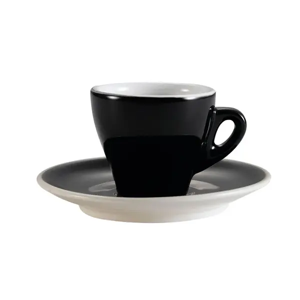 C.A.C. E-3-BLK, 3.5 Oz Black Porcelain Espresso Cup with 4.87-Inch Saucer, 48Set/Cs