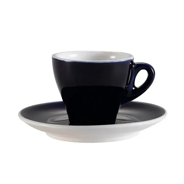 C.A.C. E-3-CBU, 3.5 Oz Blue Porcelain Espresso Cup with 4.87-Inch Saucer, 48Set/Cs