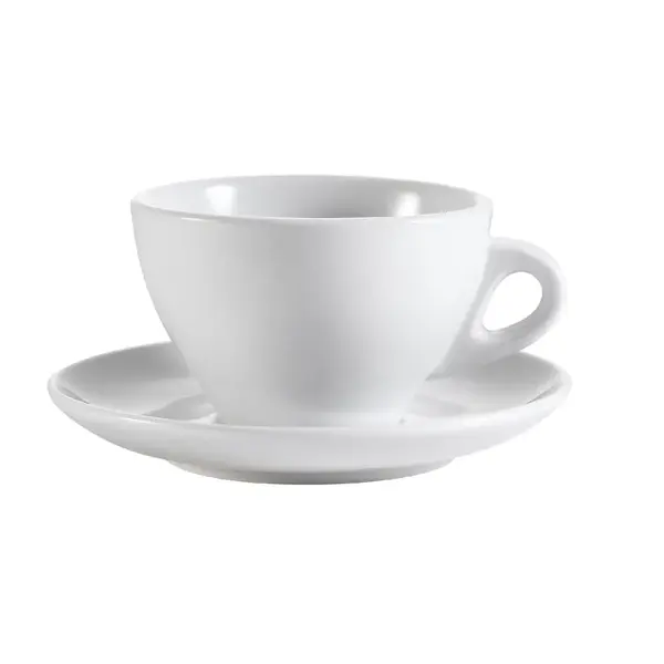 C.A.C. E-75, 7.5 Oz White Porcelain Espresso Cup with 5.87-Inch Saucer, 36-Set/CS