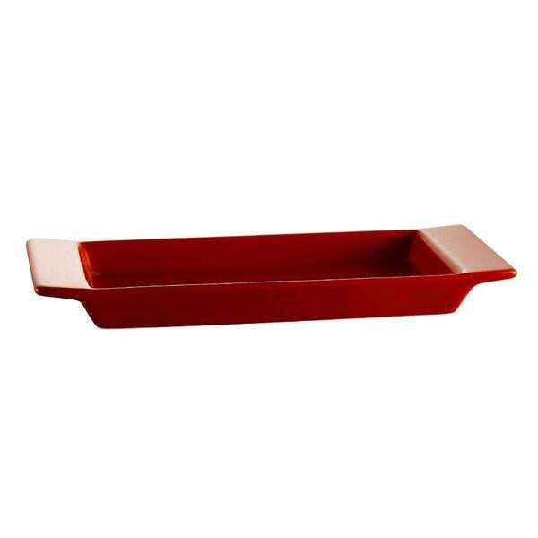 C.A.C. F-2S-R, 8.75x3.5-Inch Red Porcelain Rectangular Fortune Tray, 2 DZ/CS