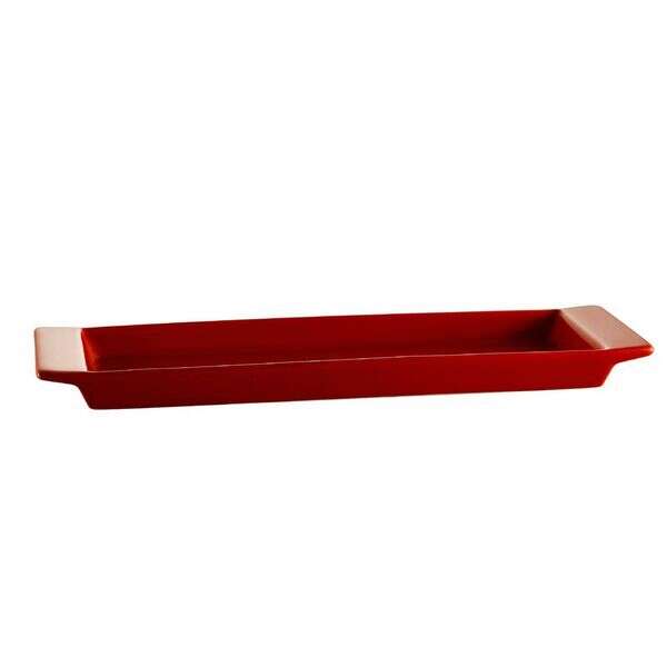 C.A.C. F-3S-R, 12x3.5-Inch Red Porcelain Tasting Tray with Handles, 2 DZ/CS