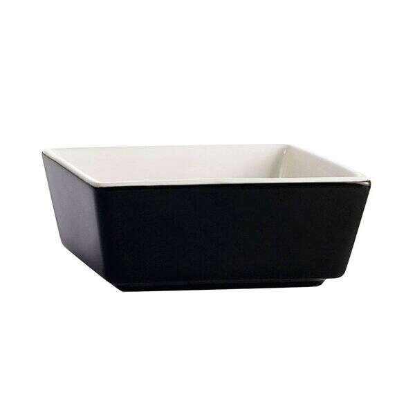 C.A.C. F-BW4-B/W, 5 Oz 3.5-Inch Black/White Porcelain Square Bowl, 4 DZ/CS