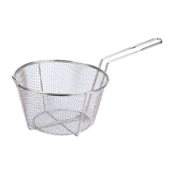 C.A.C. FBR4-8, 8.5-inch Nickel-Plated Metal Round Fry Basket 1/4-inch Mesh