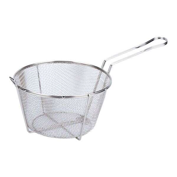 C.A.C. FBR8-011, 11.5-inch Nickel-Plated Metal Round Fry Basket 1/8-inch Mesh
