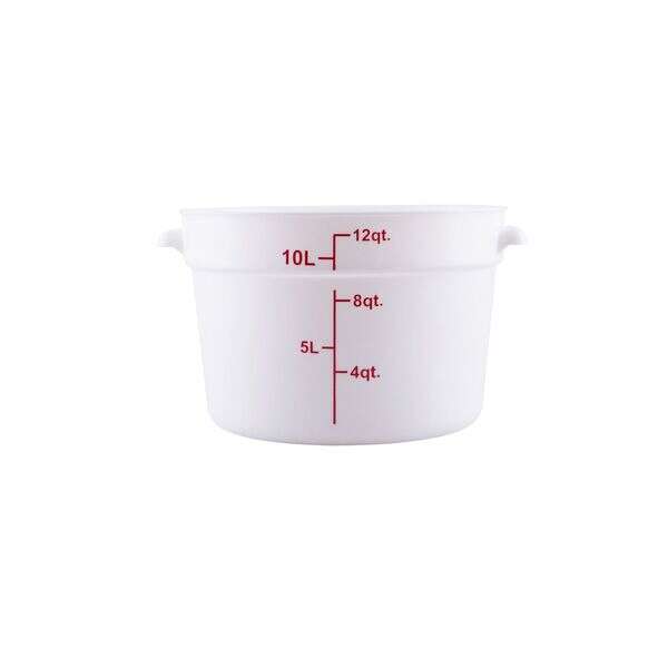 C.A.C. FS3P-12W, 12 Qt Polypropylene White Round Food Storage Container