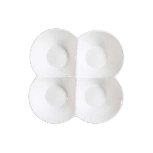 C.A.C. FWD-10, 10-Inch Bone White Four-Section Porcelain Flower Dish, DZ