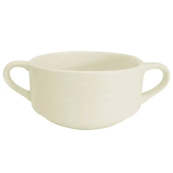 C.A.C. GAD-46, 6 Oz 6-Inch Bone White Porcelain Bouillon with Handles, 3 DZ/CS