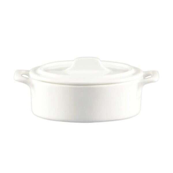 C.A.C. GMJ-3, 2 Oz 3.25-Inch Porcelain Oval Jar with Lid and 2 Handles, 4 DZ/CS